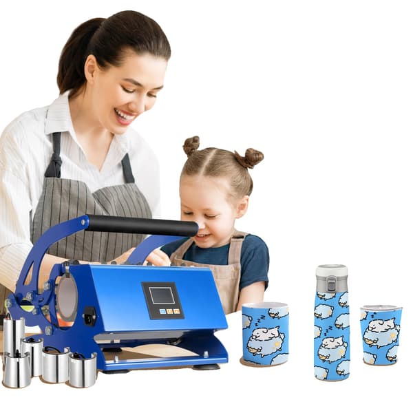 Muggpressmaskin, 6-i-1 funktionalitet, digital display,Blå