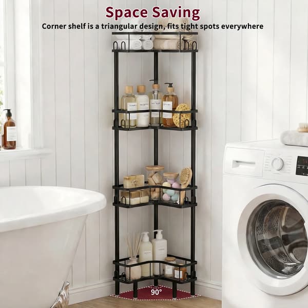 Hjørneshelf, Metal Design, Multifunktionel Opbevaring,sort