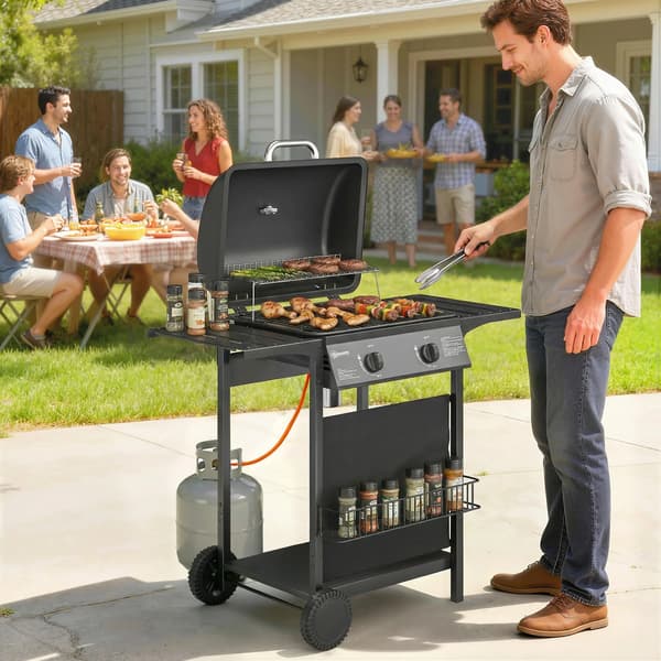 Gasgrill, Dual-Zone Kontrol, Rustfrit Stål Konstruktion,sort