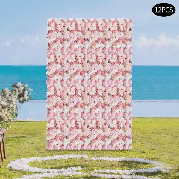3D Blomster Vægpanel, 12 Stk, Elegant Design,Pink