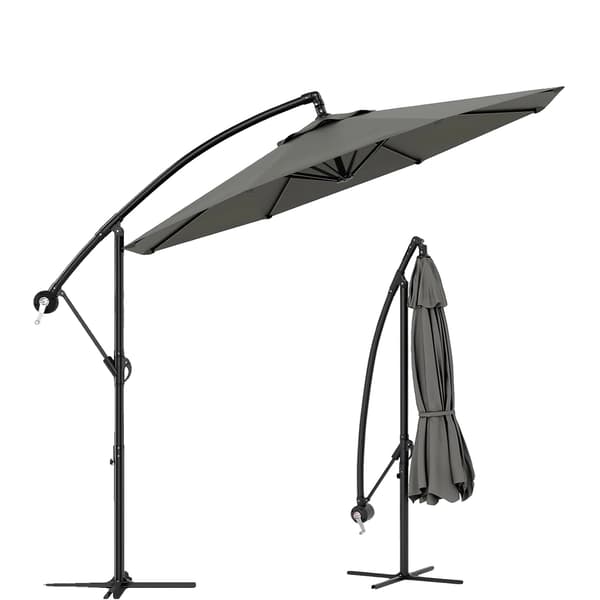 Parasol, 360° Rotérbar, Krank & Tilt Mekanisme,Grå