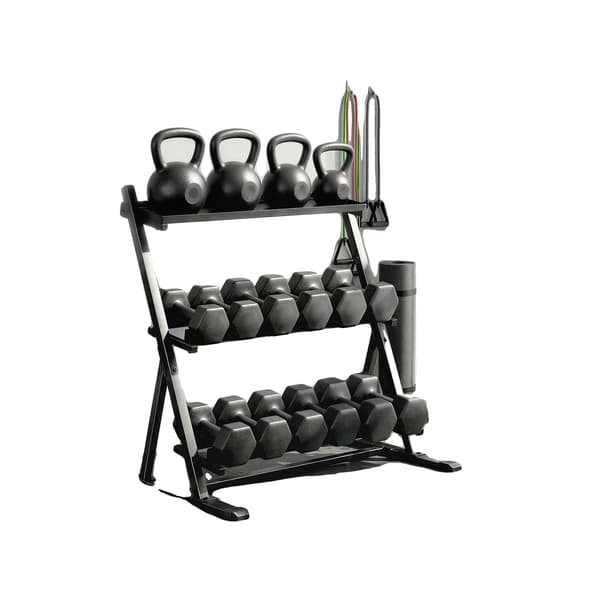 Håndvægte Rack, 3-Niveau Design, Stål Konstruktion,sort