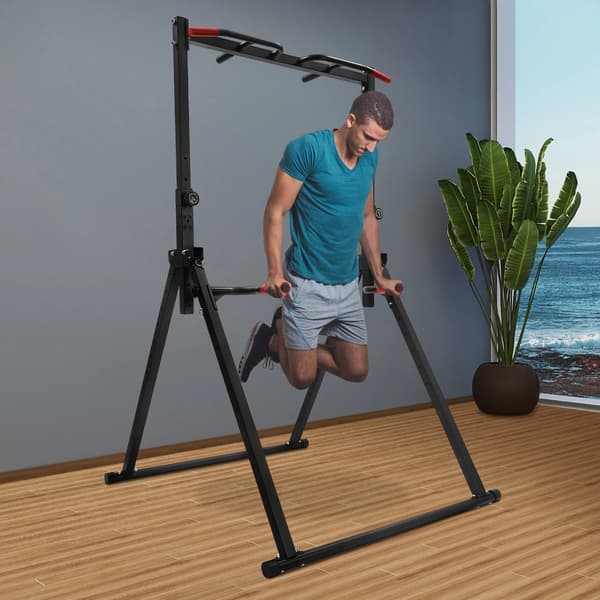 Pull Up Bar Station, 200 kg kapacitet, justerbar højde,sort