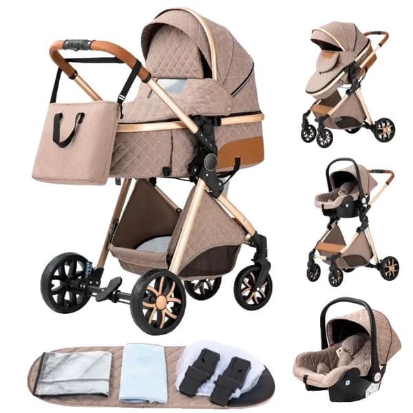Babyfordon, 3 i 1 Bärbart System, Fällbar Design,V9 låg version Khaki