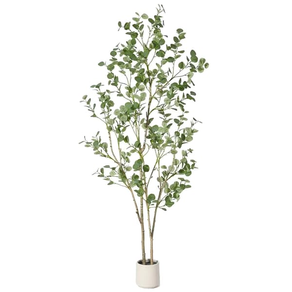 Konstgjord Eukalyptus Träd, Realistiska Löv, Mångsidig Dekor,grön, 210cm
