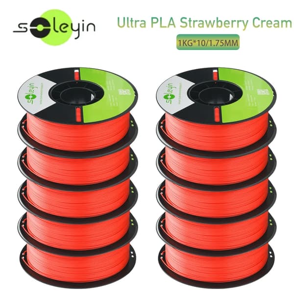 3D-printer filament, 1,75 mm diameter, høj præcision,10JordbærPLA