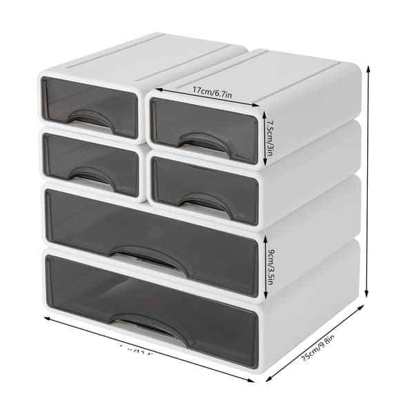 Opbevaringsboks, 6 Skuffer, Stabelbart Design,HVID