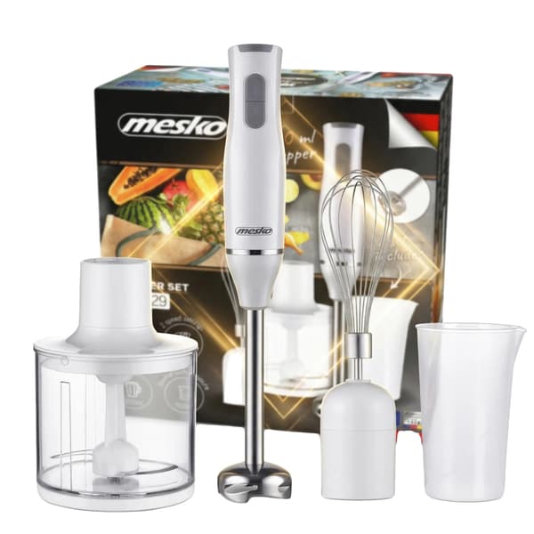 Håndblender, rustfrit stål blade, 2 hastighedsindstillinger,HVID