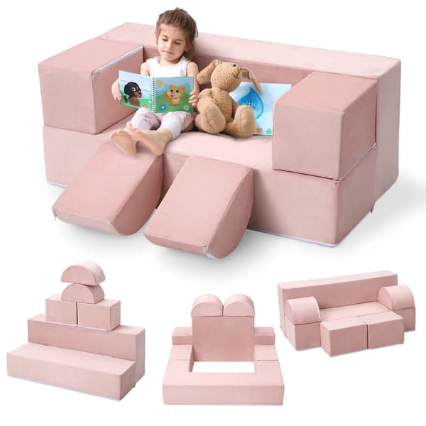 Børns Legesofa, Modulær Skumsofa, Blød Siddeplads Løsning,Pink