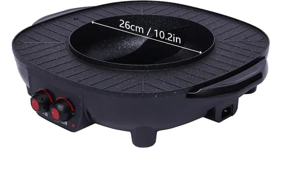 Hotpot og Grill, Dobbelt Madlavningssystem, Non-Stick Design,220V, sort