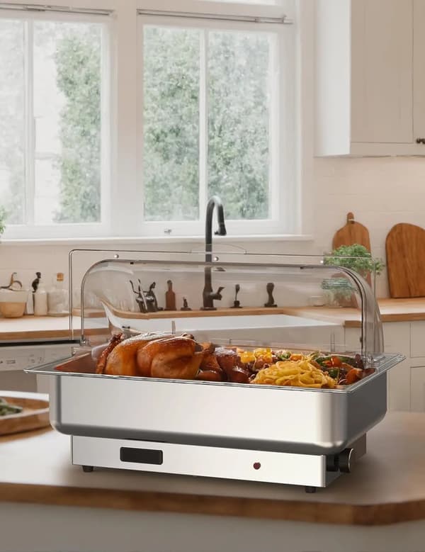 Chafing Dish, Rustfrit Stål Konstruktion, Alsidig til Buffeter,sølv