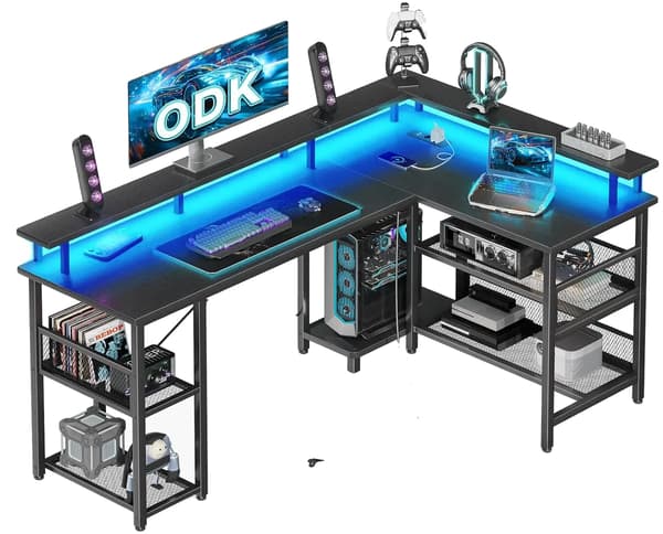 Gamingbord, Vendbart Design, Integreret Strømforsyning,sort