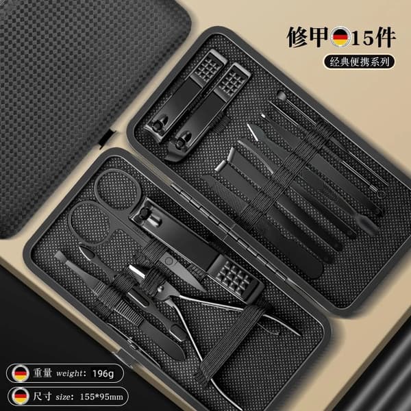 Negleklipper Sæt, Rustfrit Stål Værktøjer, Bærbar Hårdt Etui,15stykke Sæt