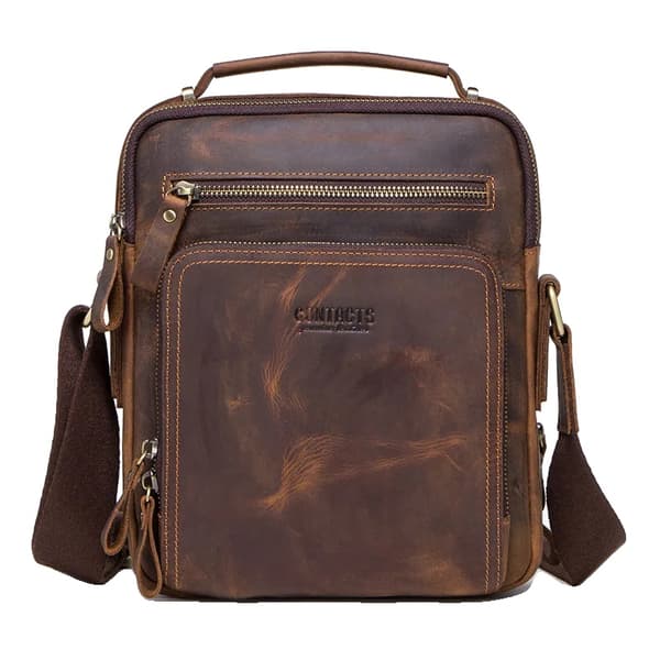 Skuldertaske, Ægte Læder, Casual Stil,Kaffe