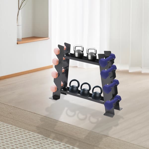 Håndvægte Rack, Pladsbesparende Design, Høj Belastningskapacitet,Sort