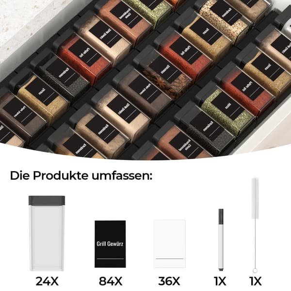 Krydderi Organizer, Manuel Betjening, Holdbart Plastmateriale,Sort-24PCS