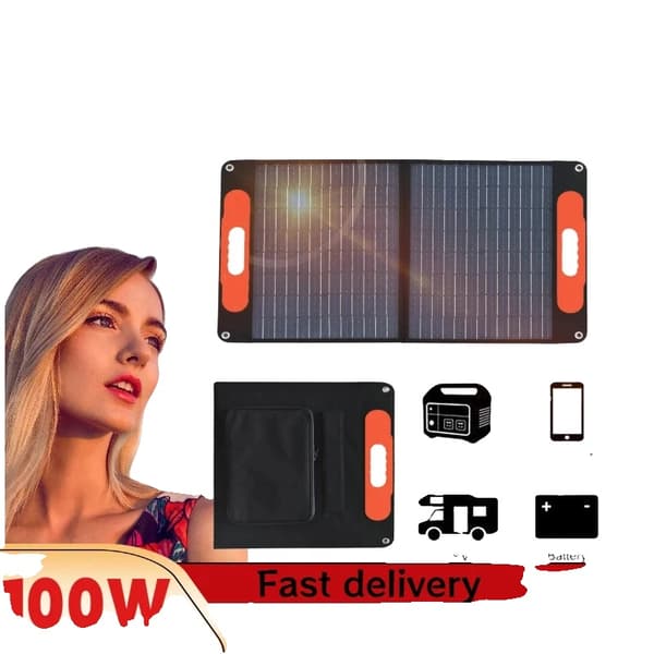 Solpanel, 100W Effekt, Bärbar Design,1PCS  100W