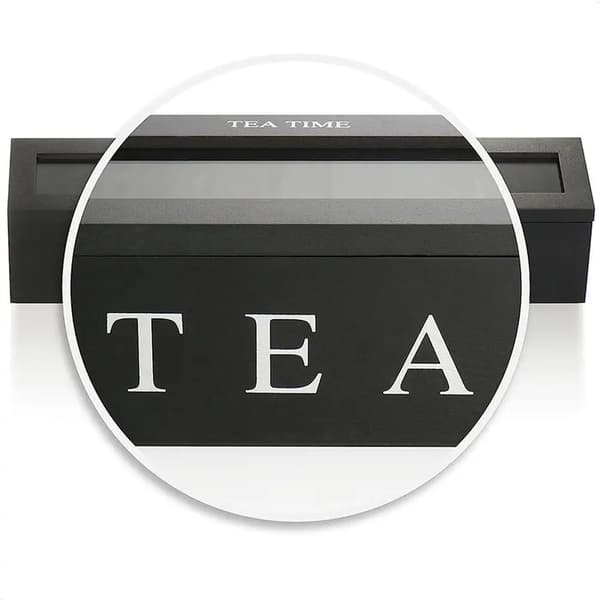 Teopbevaringsboks, Højdensitetstræ, 6 Rum Organizer,sort