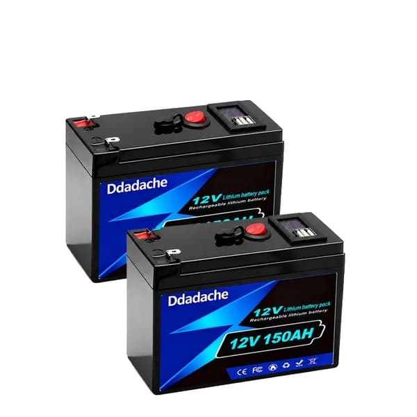 Lithiumbatteri, 150Ah kapacitet, avanceret BMS-beskyttelse,150Ah-1Lader-2PCS