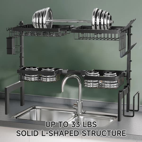 Opvaskestativ, Holdbar Konstruktion, Pladsbesparende Design,sort