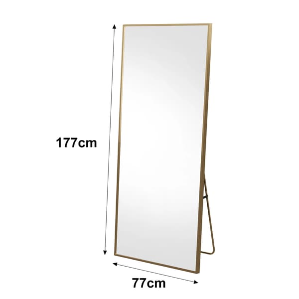 Heltäckande Spegel, Minimalistisk Design, Rektangulär Form,Guld 177x77cm