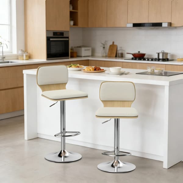 Barstolar, 360° Vridbar, Höjdjusterbar, Beige