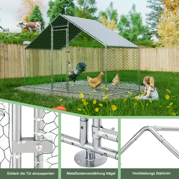Fjäderfähus, Galvaniserad Stålram, Vattentät Design,grön