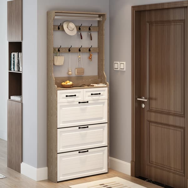 Sko Skab, MDF Konstruktion, Pladsbesparende Design,HVID