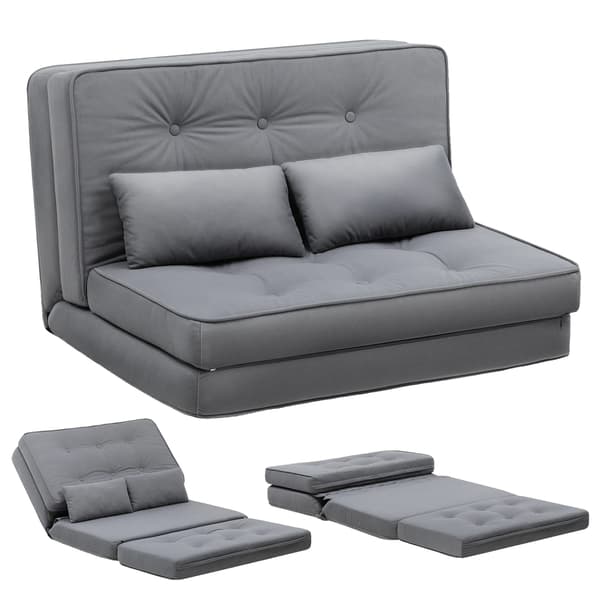 Sofa seng, justerbar rygstøtte, pladsbesparende design,Grå
