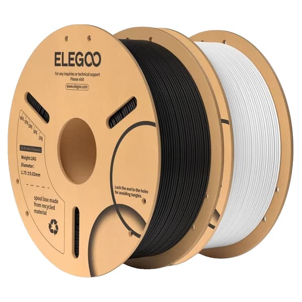 PLA Filament, 1,75 mm Diameter, 2 kg Spole,Sort og Hvid