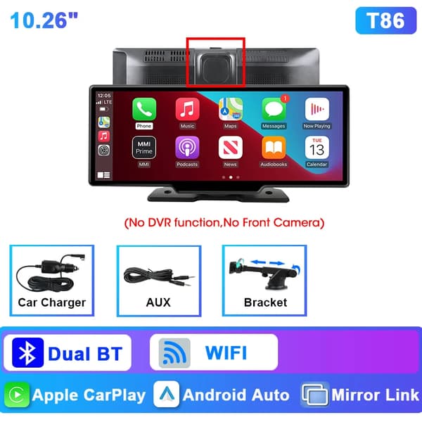 Dashcam, 4K Etukamera, Kaksoislinssejä,Ei kameraa ei DVR
