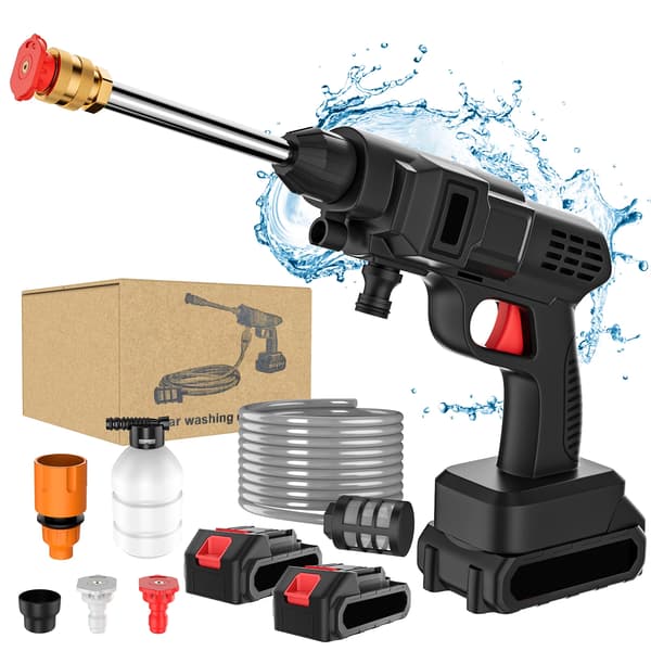 Biltvättspistol, Högtryck, 30000mAh Batteri, 2 Batterier, Batteridriven