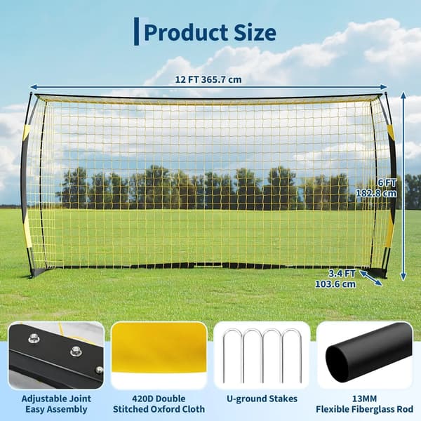 Fotbollsmål, Kraftig Ram, Bärbar Design,Gul