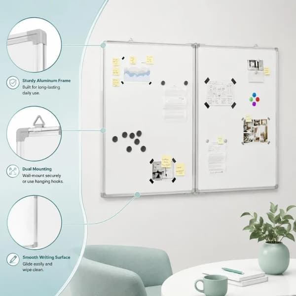Whiteboard, Foldbart Design, Nem Installation,hær grøn