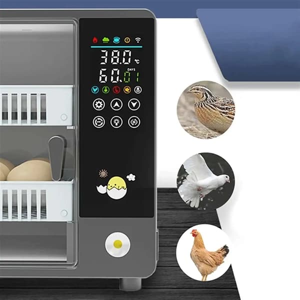 Æg Inkubator, Automatisk Æg Drejer, Touchscreen Kontrol,sort