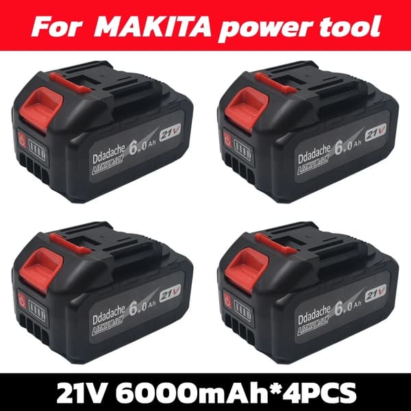 Elektrisk Værktøjsbatteri, Lithium-ion, 6000mAh Kapacitet,4PCS