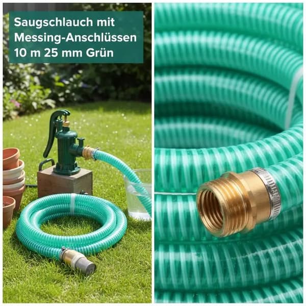 Sugslang, 1 tum diameter, förstärkt PVC-design,Grön