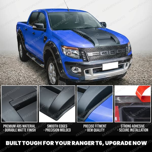 Hættecover, Mat Finish, Nem Installation,FORD RANGER T6