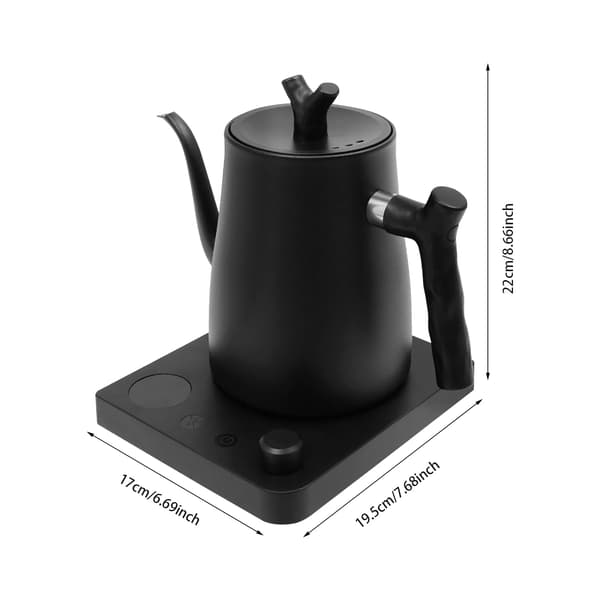 Elkedel, Justerbar Temperatur, Rustfrit Stål Design,sort