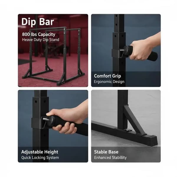 Dip Bar, Justerbar Höjd, 800 Lbs Kapacitet, armégrön