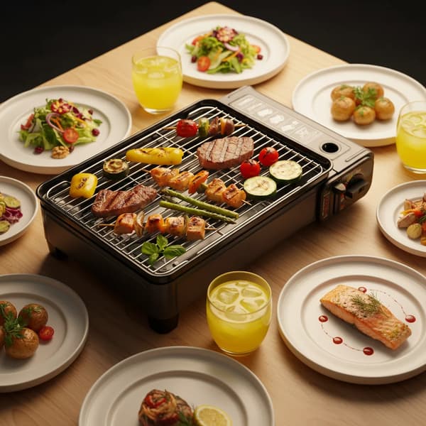 Gasgrill, Bärbar Design, Justerbar Eldkontroll,svart