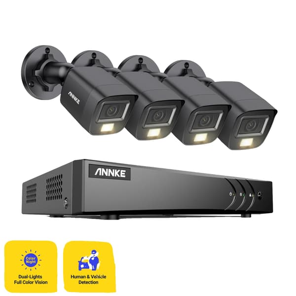 Sikkerhedskamera System, 5 MP Opløsning, Smart Nattesyn,sort 8CH 4PCS-a, 2T