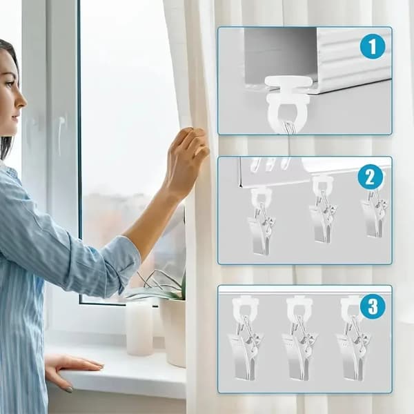 Gardinstænger, Metalbygning, Problemløs Glidning,30pcs