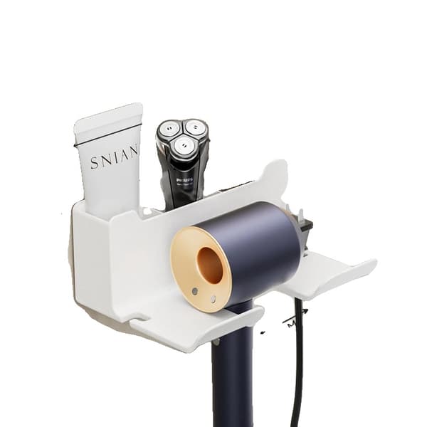 Hårtørrerholder, Væghængt, Pladsbesparende Design,B-Hvid-3stk