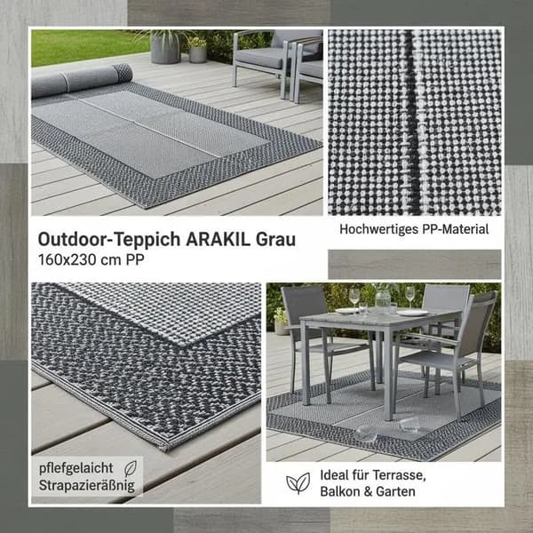 Utomhusmatta, PVC-material, gummibaksida,Gris