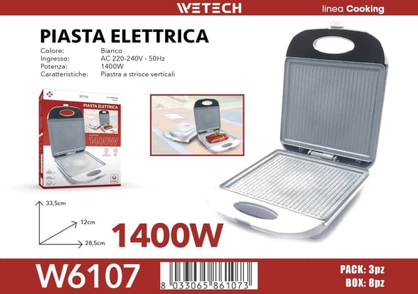 Grillmaskine, Non-Stick Plade, Kompakt Design,6107