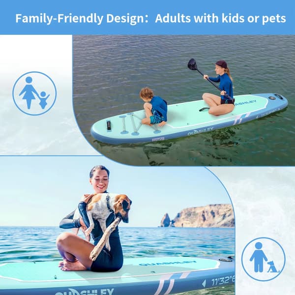 Oppustelig Paddle Board, Bærbar Design, Komplet Tilbehørssæt,Blå