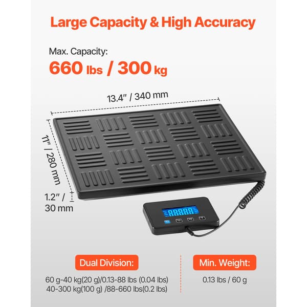 Digital postvåg, 300 kg kapacitet, hög precision noggrannhet, 660 lbs
