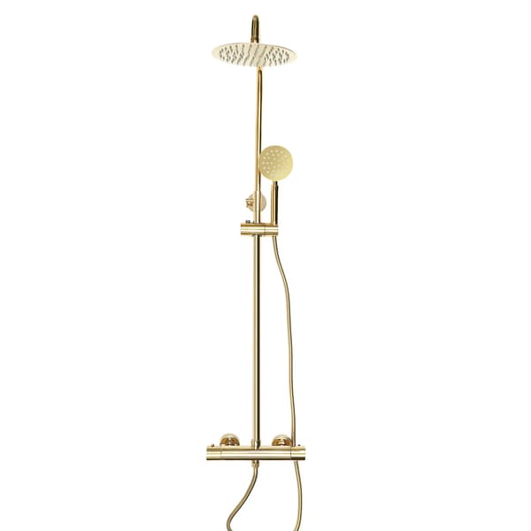 Duschsystem, 3-spraylägen, justerbar höjd,Guld