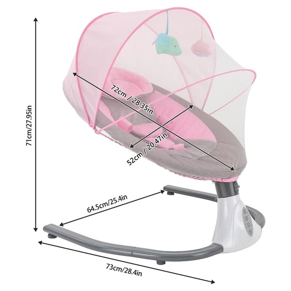 Elektrisk Babyswingstol, 4 Växlar, Bluetooth Musik,ROSA